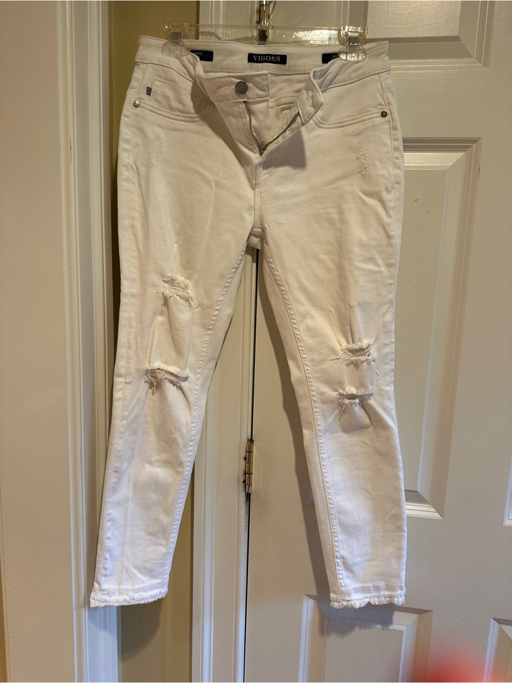 VIGOSS Jagger Skinny White Distressed Ankle Jeans W29 L26